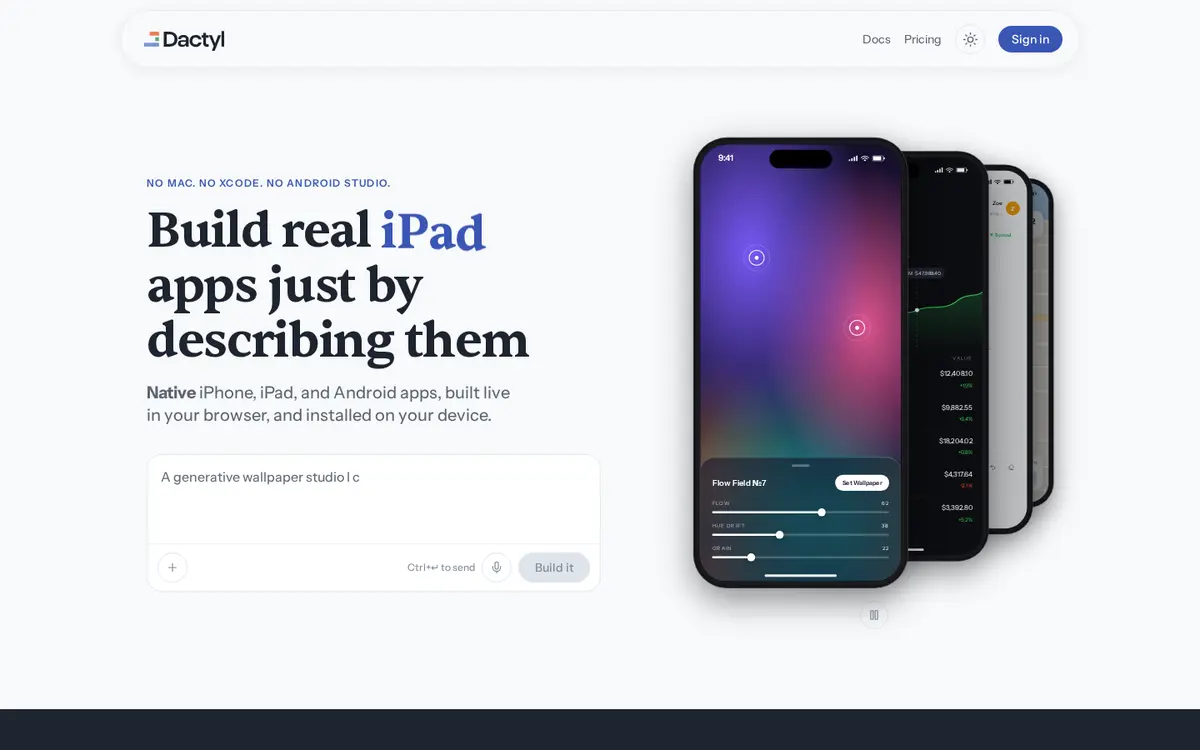 Dactyl product page screenshot 1