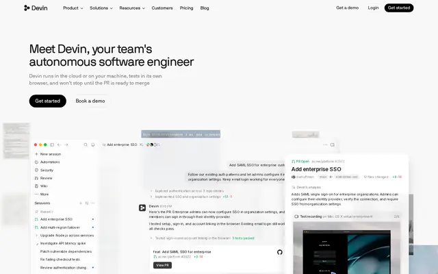 Devin product page screenshot