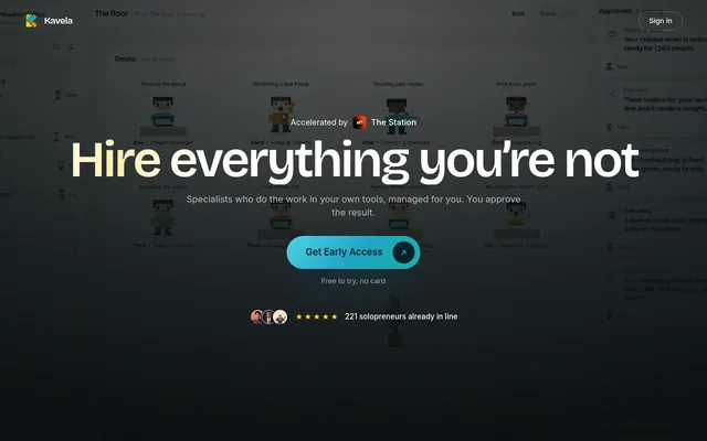 Kavela product page screenshot